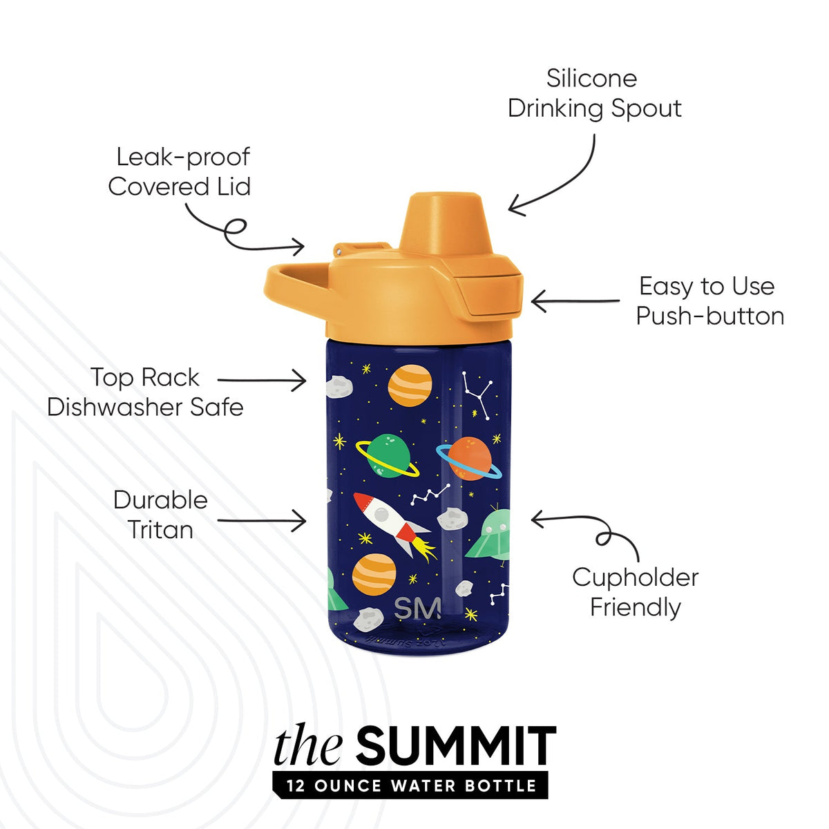 Summit Kids Plastic Water Bottle with Simple Flip Straw Lid